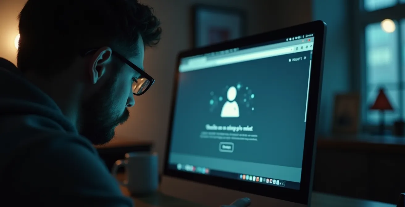 Image symbolique représentant la vigilance face à un écran d'ordinateur affichant un site e-commerce suspect