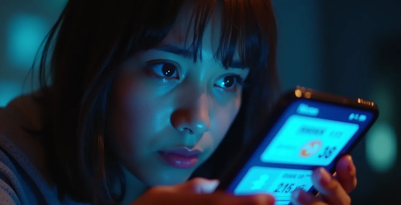 Illustration symbolique d’un consommateur stressé face à des notifications et des compteurs de temps sur téléphone, reflétant la peur de rater une offre.