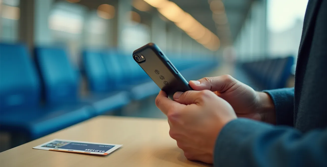 Mains tenant un smartphone avec gestes de configuration sécurité