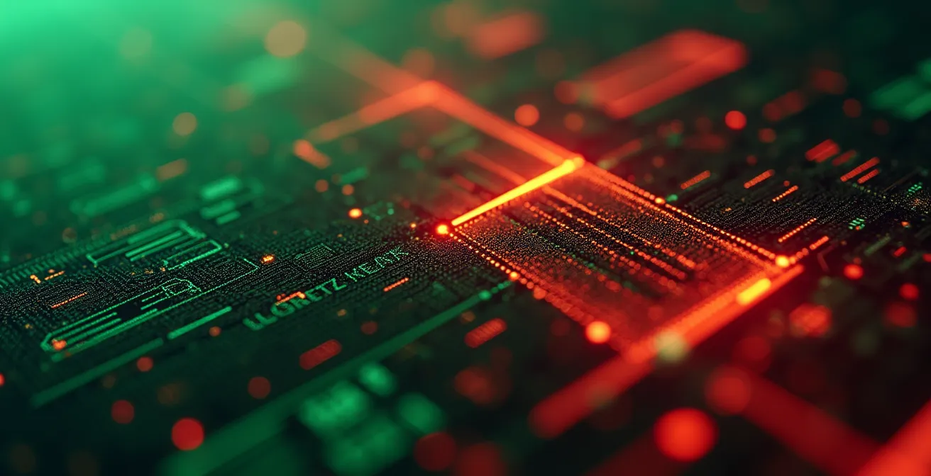 Vue macro de détails visuels abstraits évoquant les éléments trompeurs d'une interface web